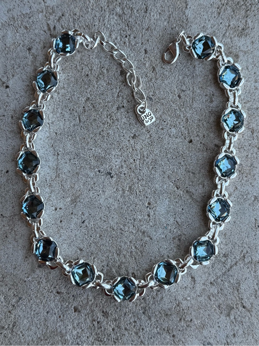 UNO de 50 Silver Necklace with Blue-Green Crystals